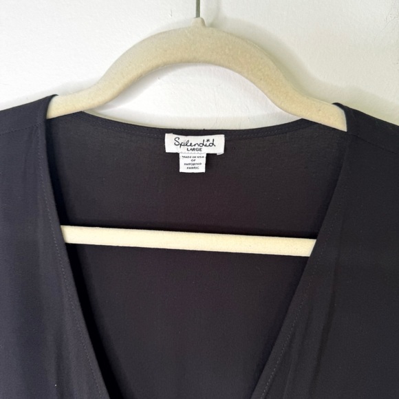 Splendid Long Sleeve Open Neck Black Jumpsuit with Synched Waist Size Large - Picture 7 of 8